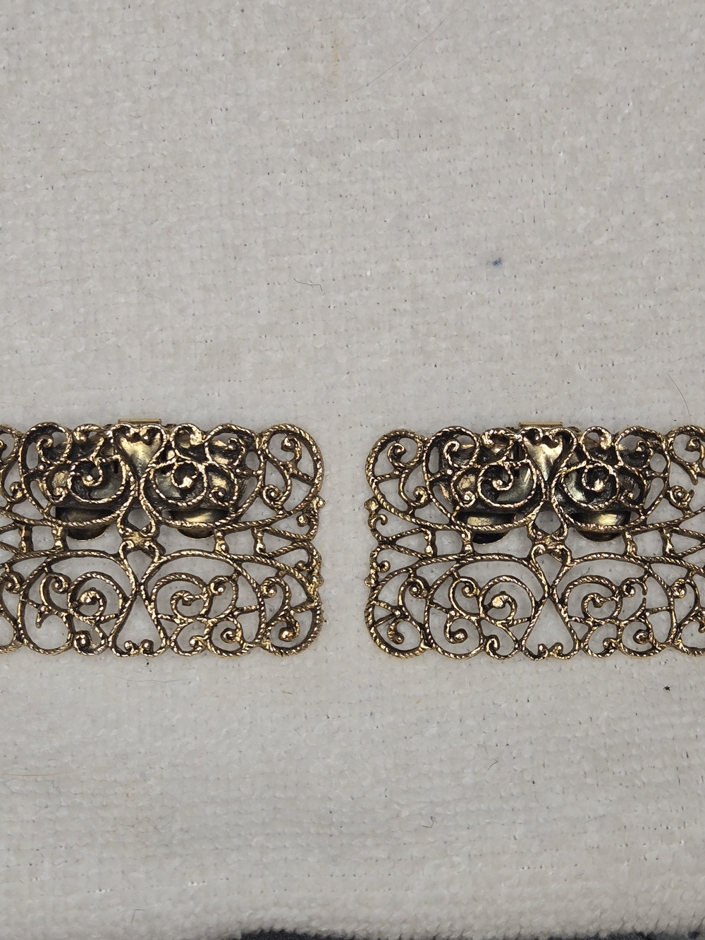 ​Vintage Signed MUSI Gold Filigree Shoe Clips - Patented Tension Backs